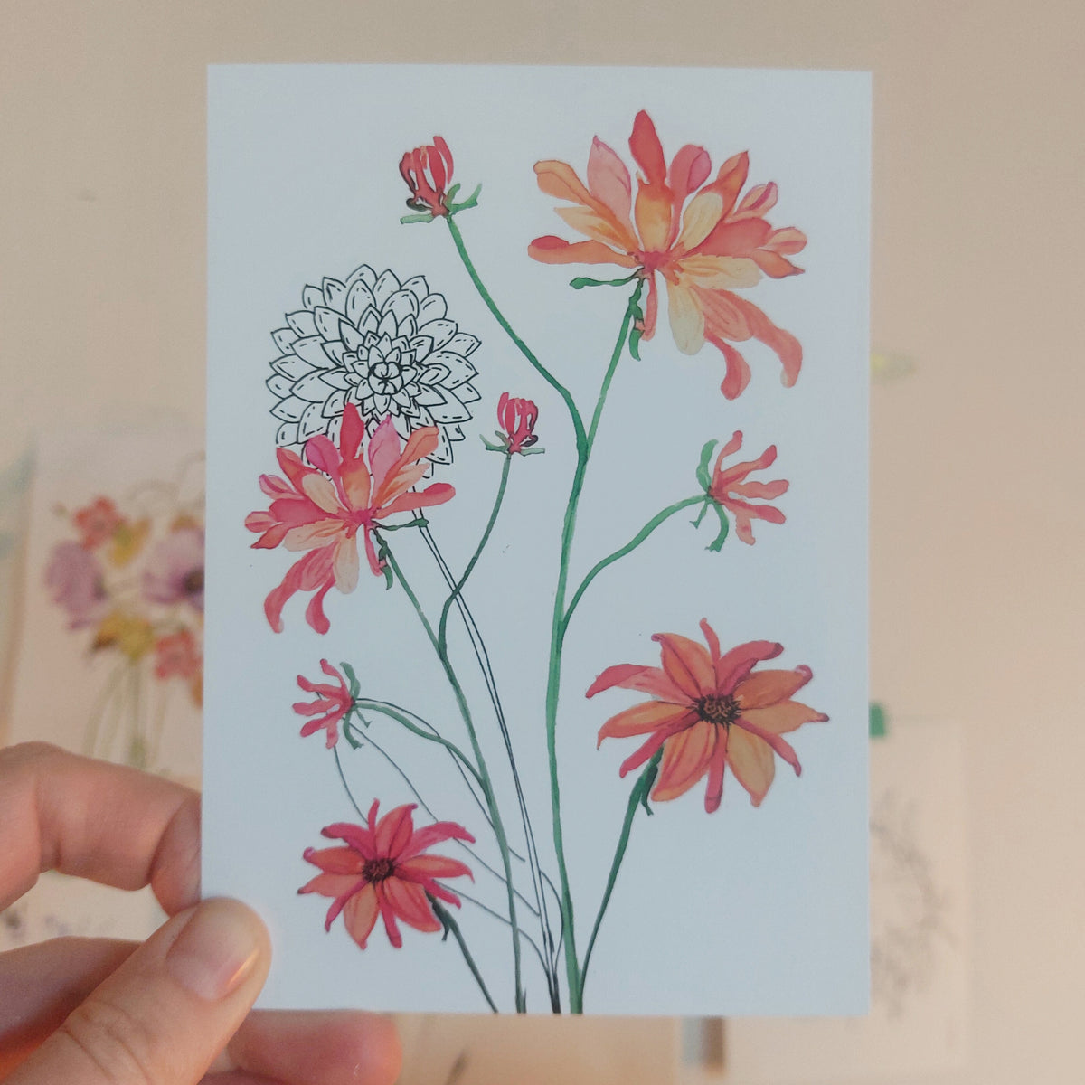 Ansichtkaart Dahlia